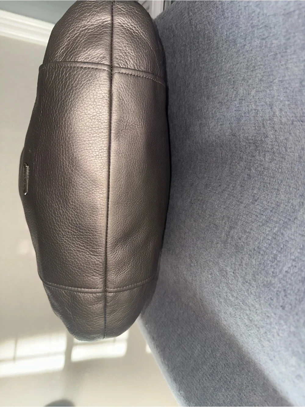 Coach Shoulder Bag in Gray with Silver Logo Plaque